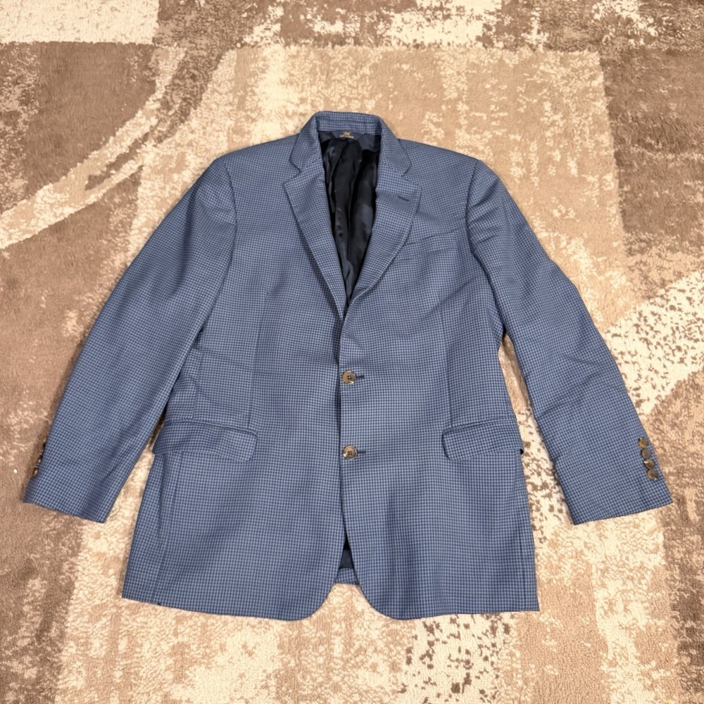 Brooks Brothers 346 Fitzgerald Fit Check Blazer Men 42R‎ Wool Old Money Sport